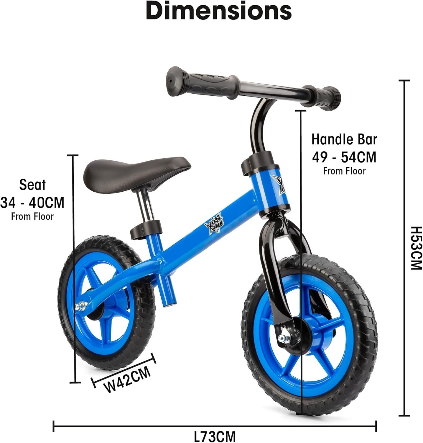 Kids Balance Bike No Pedals Adjustable Seat Training Bicycle Blue 2+