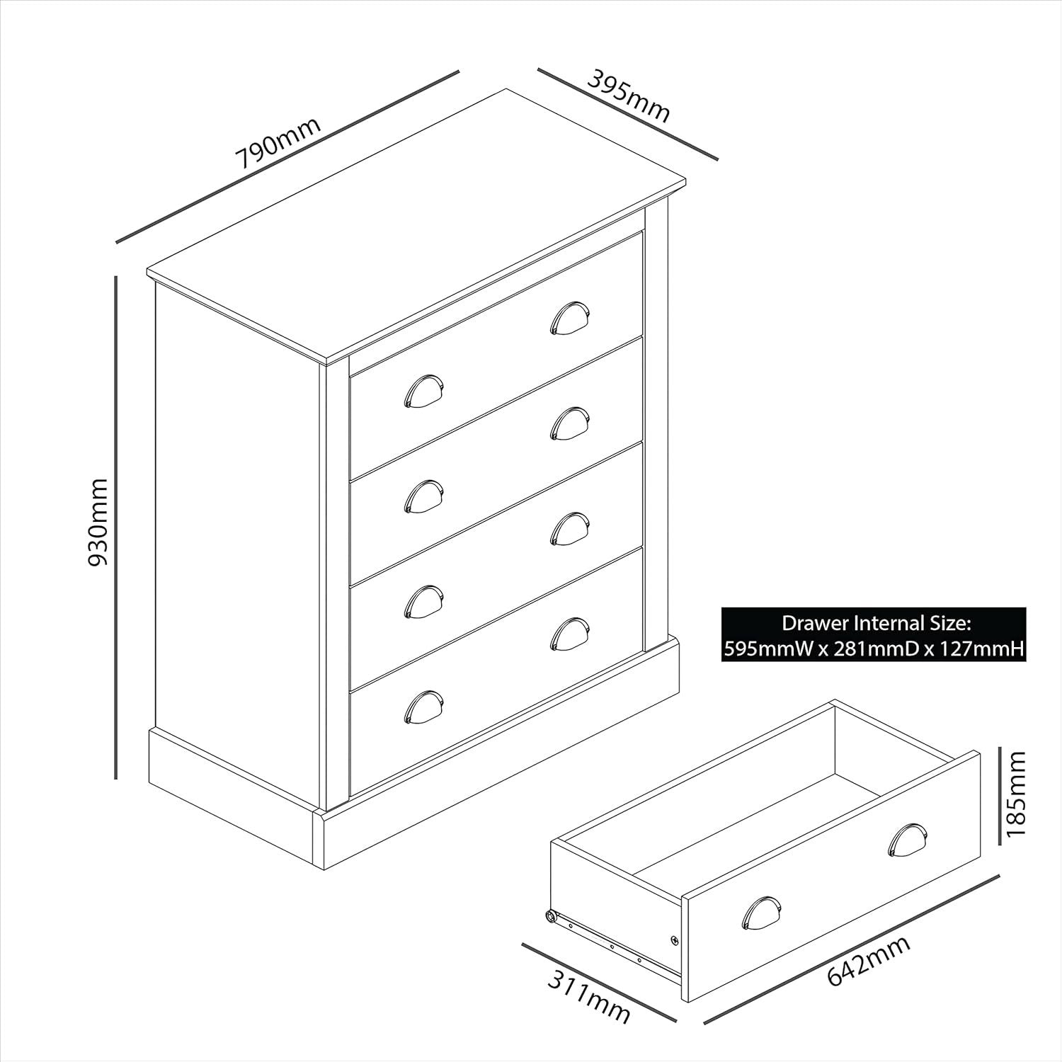 White 4 Drawer Chest – Modern Storage Cabinet for Bedroom & Entryway Use