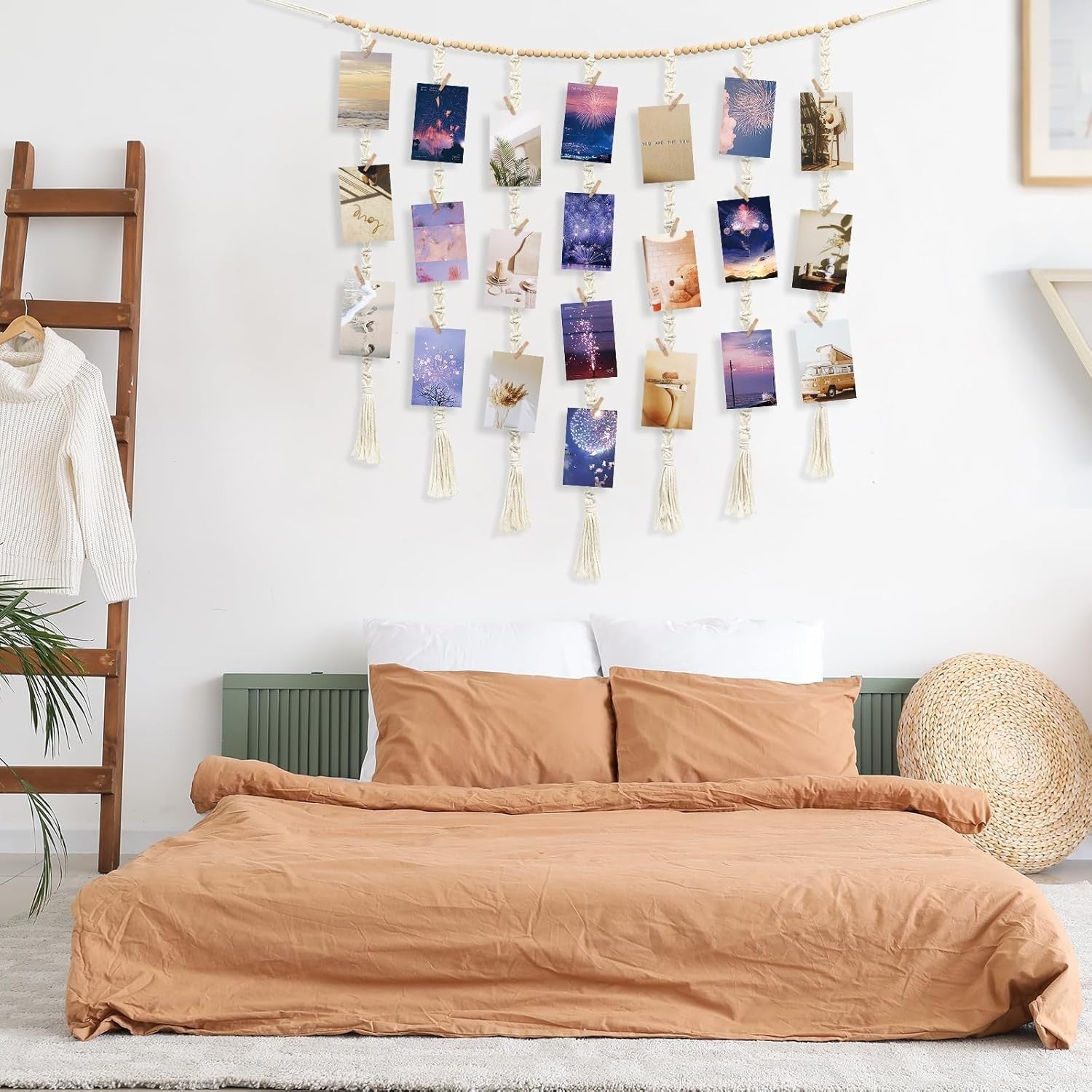 Boho Macrame Photo Display Beige Hanging Frame DIY Wall Decor