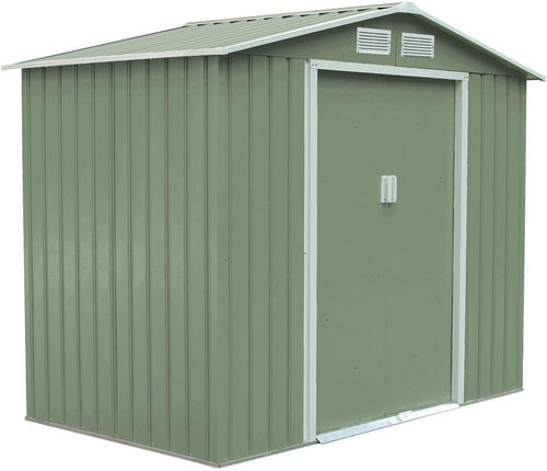 6x8 FT Garden Shed Steel Storage Box with Apex Roof & Double Sliding Doors
