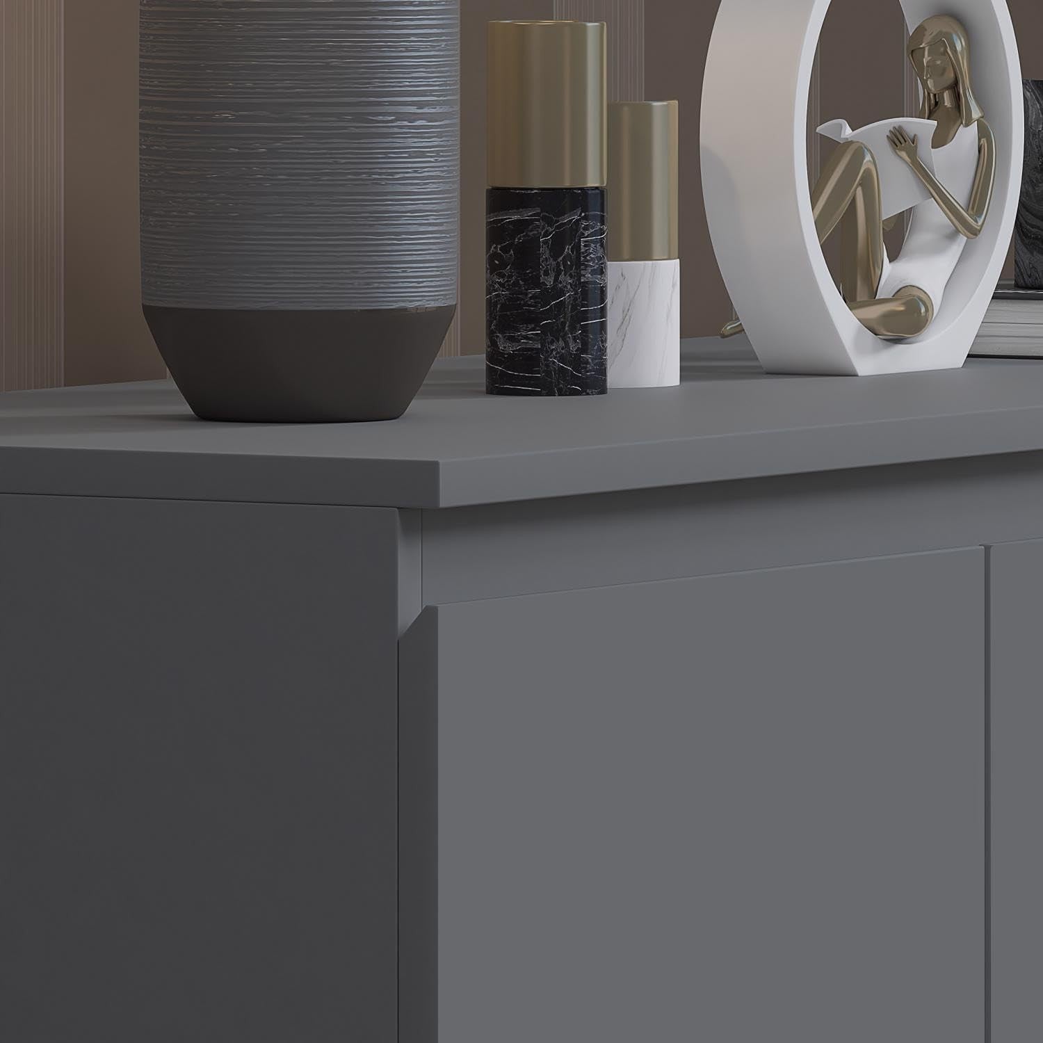 Matt Dark Grey 7 Drawer Chest Modern Storage Unit Bedroom Office