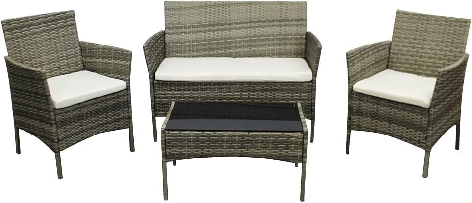 4-Piece Outdoor Rattan Garden Sofa Set with Table & Cushions - Patio Comfort