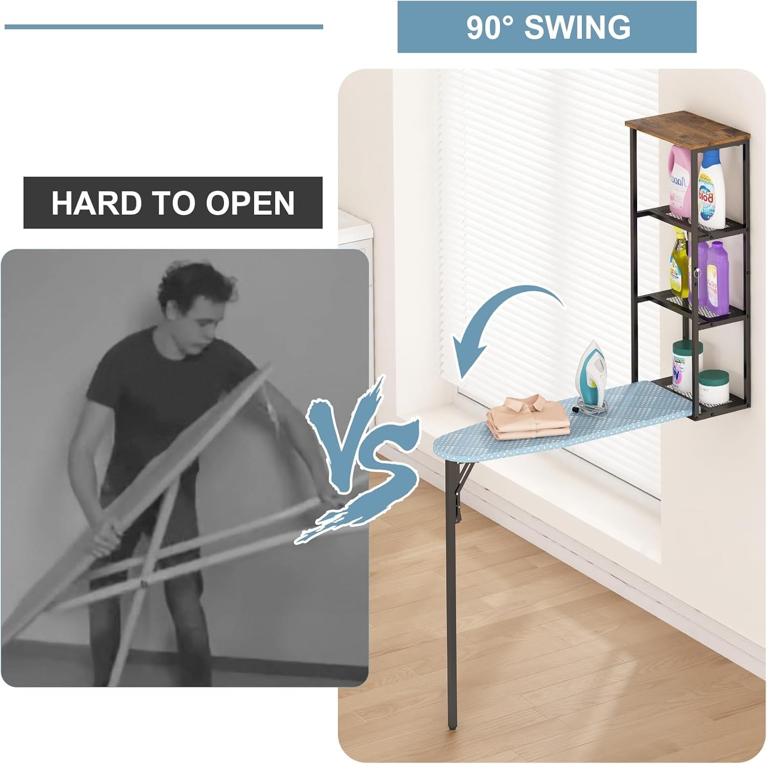 Wall Mounted Ironing Board Storage Cabinet Fold Away Space Saving Unit