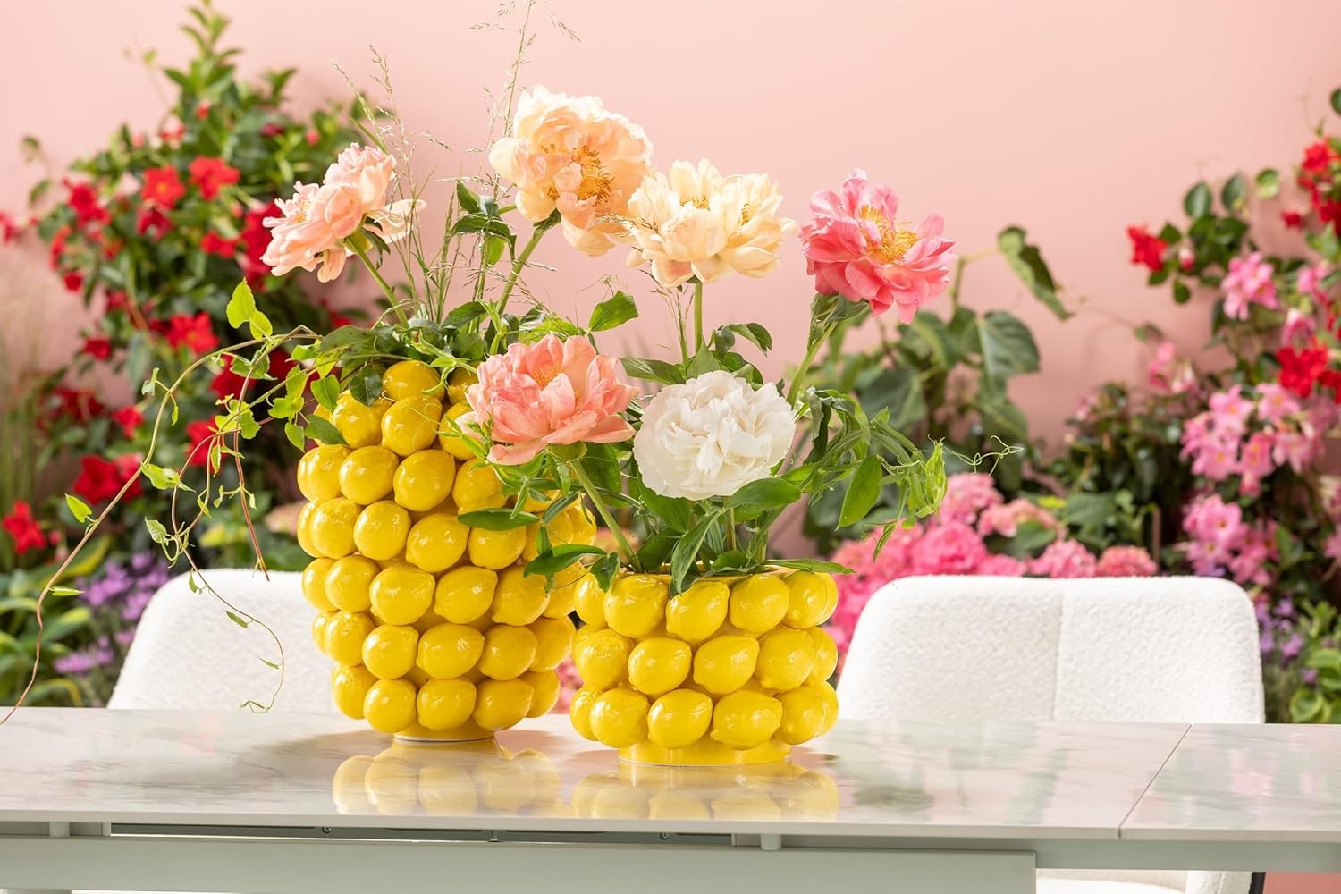 Yellow Lemon Ceramic Vase 26cm Modern Statement Table Home Decor