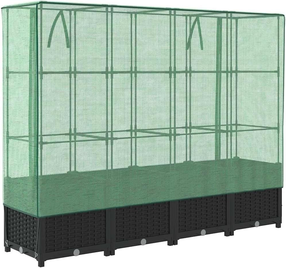 Extra Large Raised Garden Planter with Greenhouse Cover 160x40x138cm