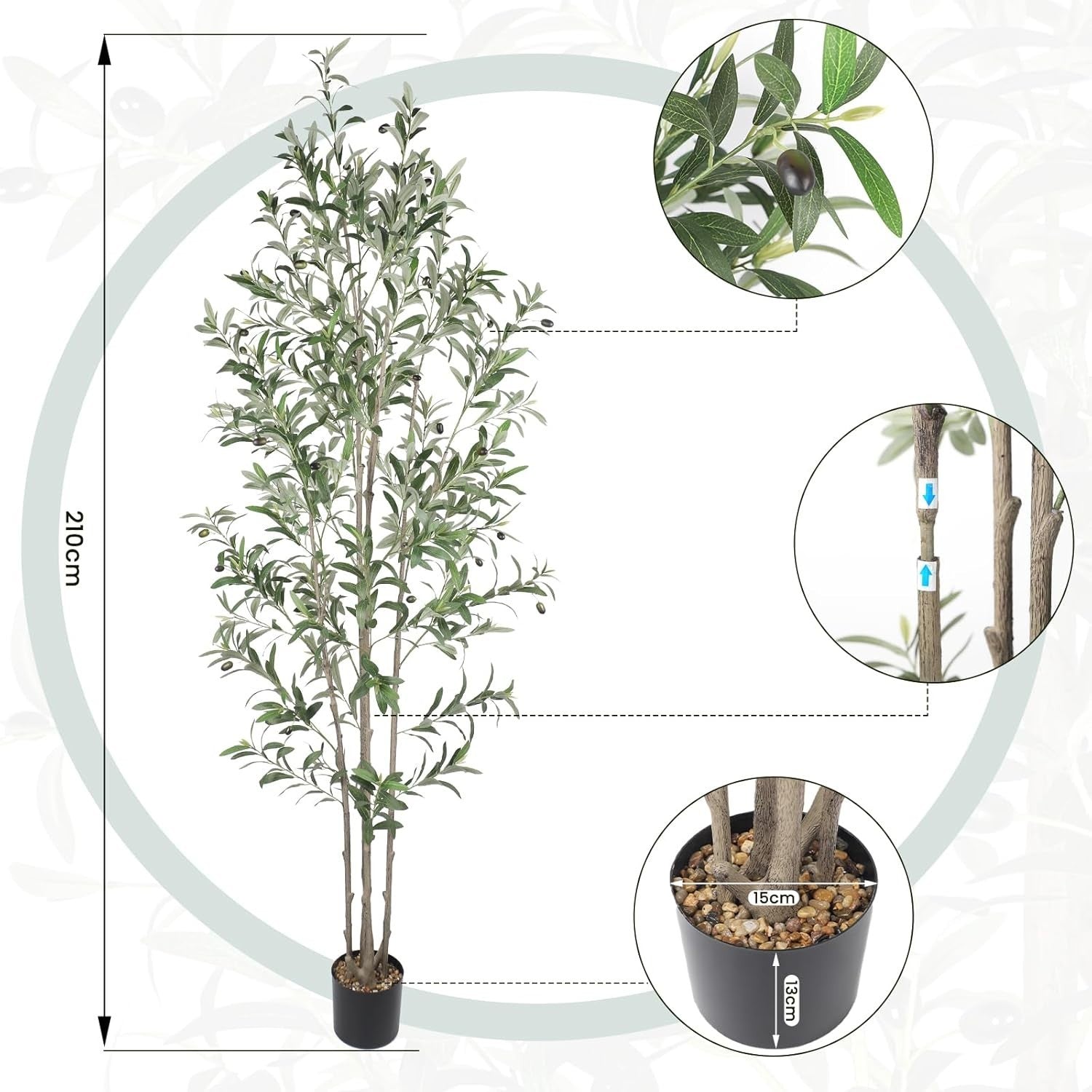 7ft Artificial Olive Tree Tall Faux Plant Realistic Leaves Indoor Home Decor