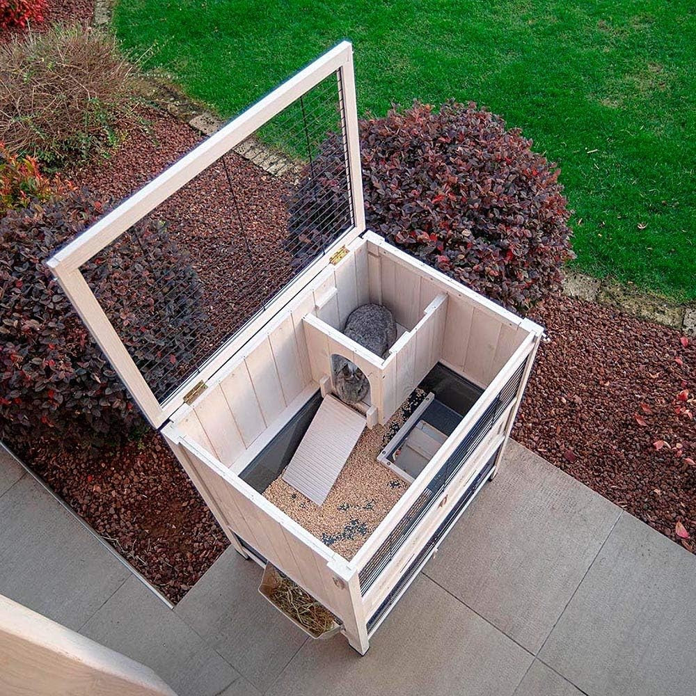 Compact Double Tier Rabbit Hutch Indoor Outdoor Cage Easy Clean Mini