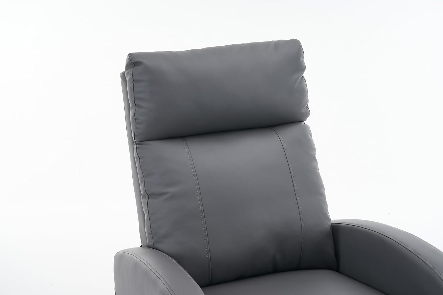 Recliner Armchair Grey PU Leather Lounge Chair Adjustable Back & Footrest