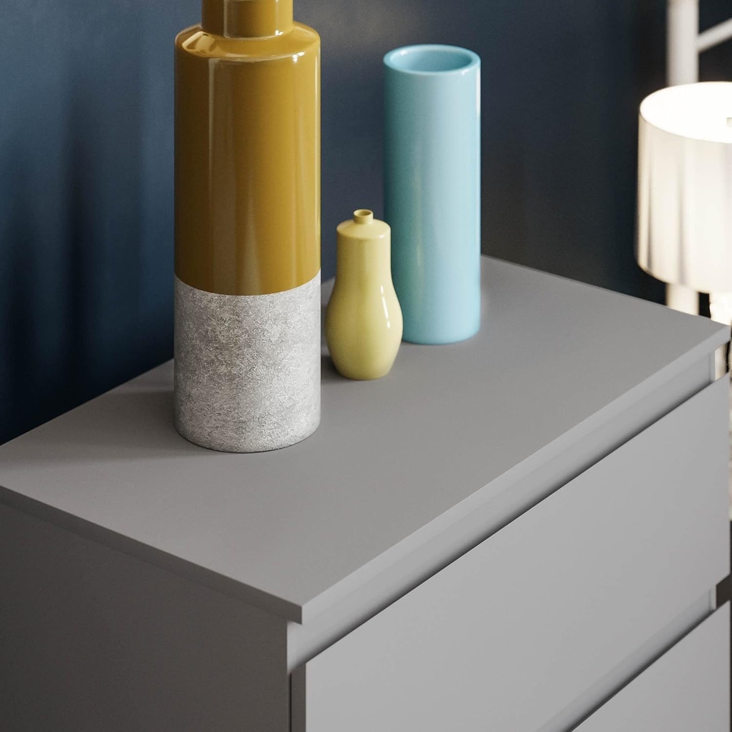 Modern Grey 3 Drawer Chest Storage Unit for Bedroom Home Office