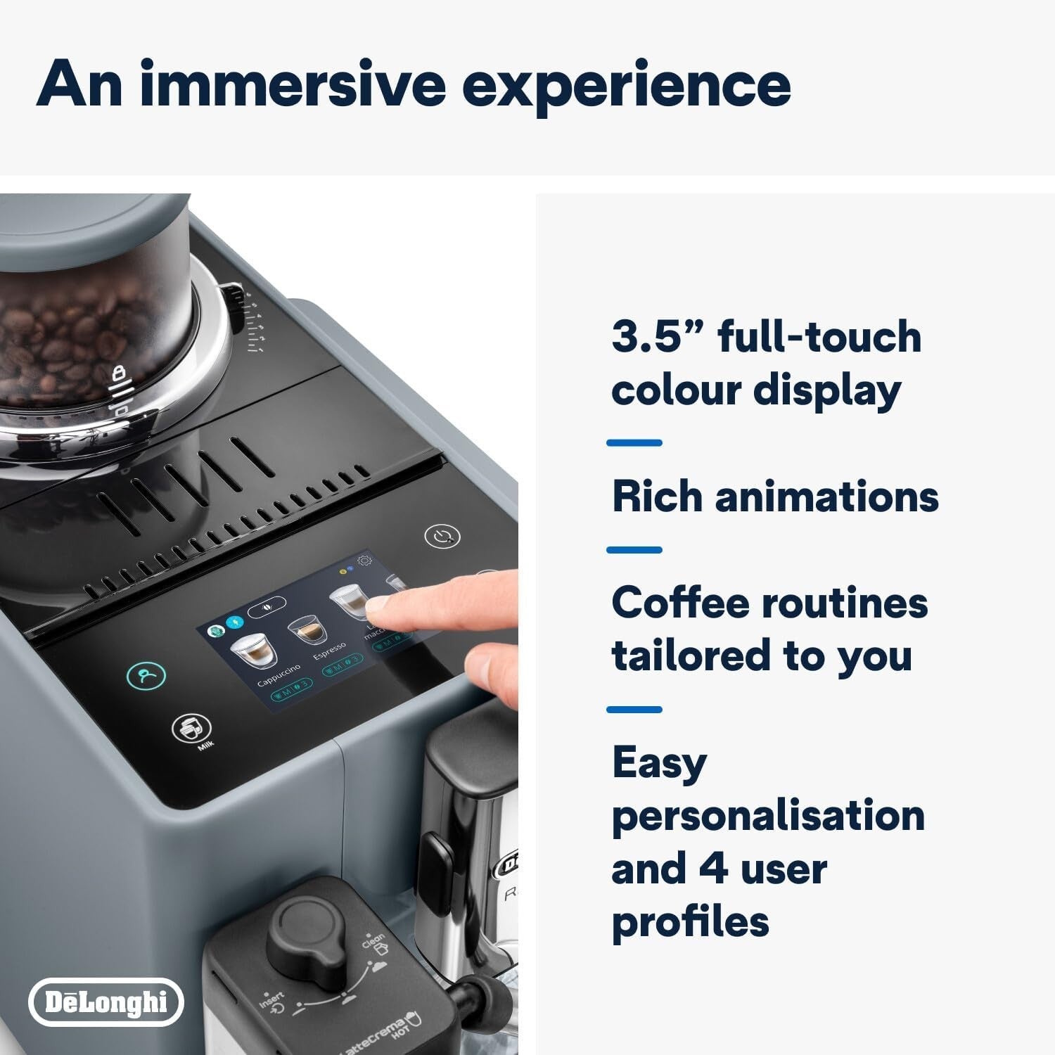 Touch Display Bean-to-Cup Coffee Machine | 16 Drinks | Milk Frother | Dual 250g