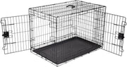 Large Double Door Foldable Metal Dog Crate Cage with Divider & Tray 91cm