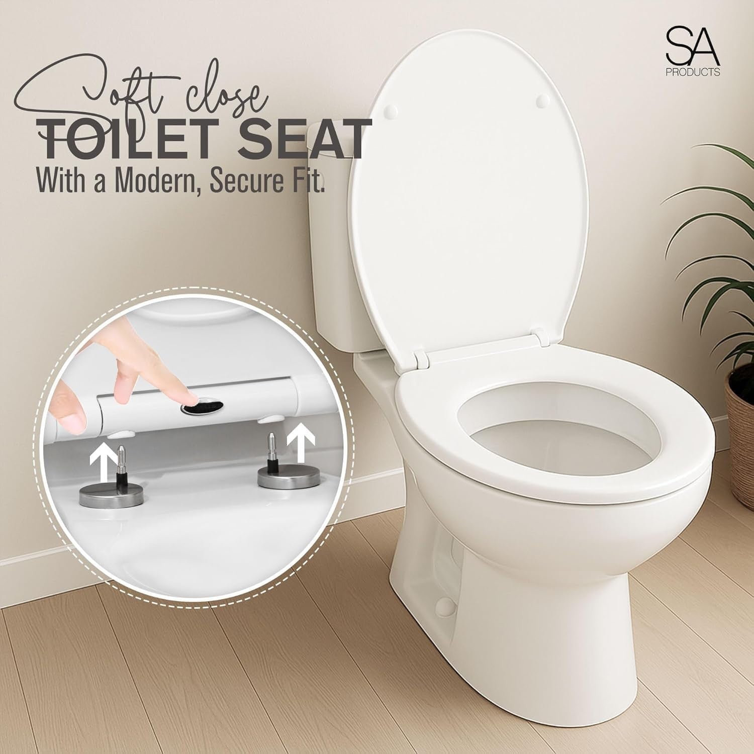 Quick Release Toilet Seat Soft Close Universal Bathroom Lid 44.1x36.5cm