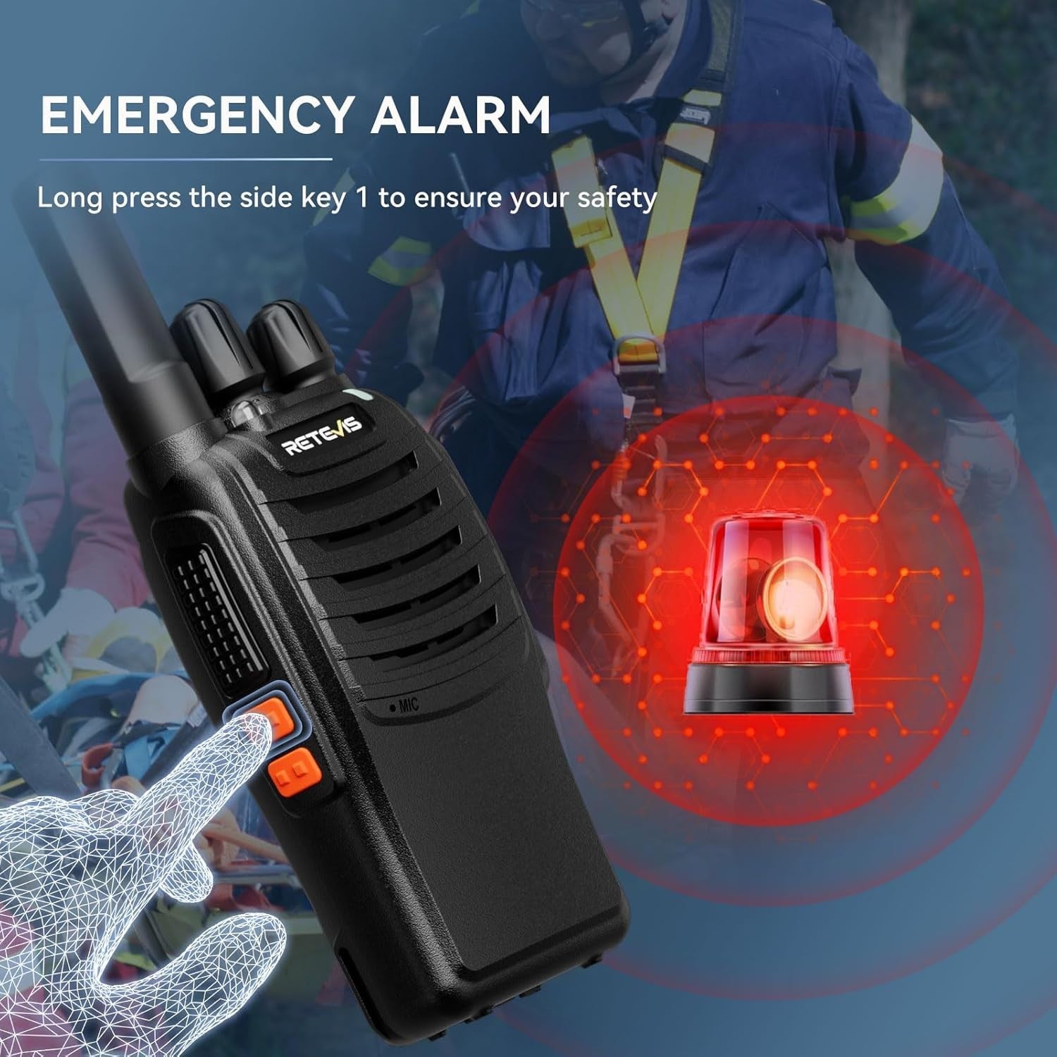 PMR446 Walkie Talkies 2 Pack USB-C VOX Flashlight Long Range Radio