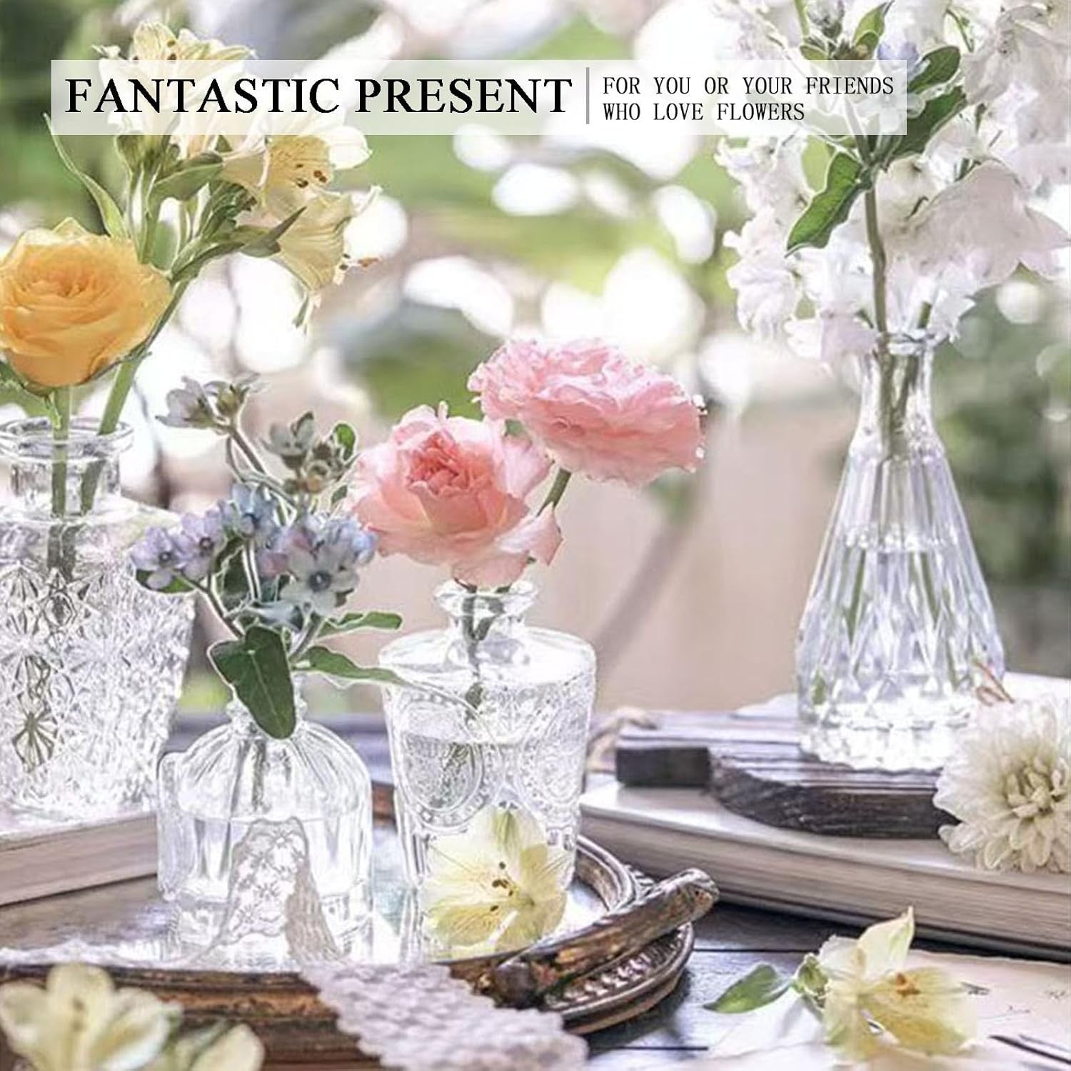 24 Glass Bud Vase Set Mini Clear Vases Wedding Table Decor Bulk Pack
