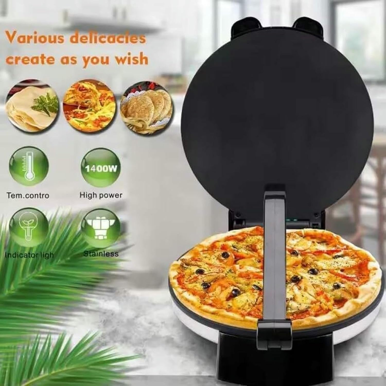 1400W Electric Roti & Tortilla Maker | Non-Stick Double-Sided Heating