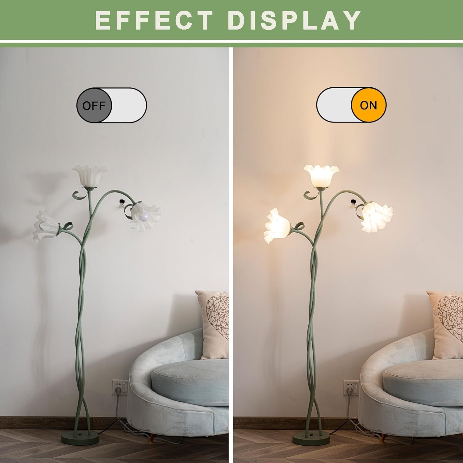 Flower Floor Lamp Standing Light 3 Heads Dimmable Decorative Living Room Lamp
