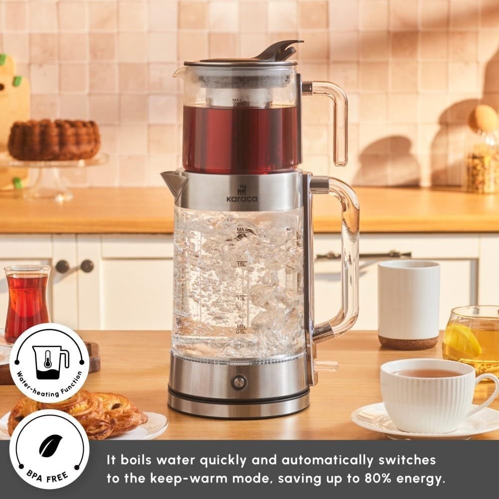 Electric Glass Tea Maker 2.8L 2200W Borosilicate Kettle Keep Warm