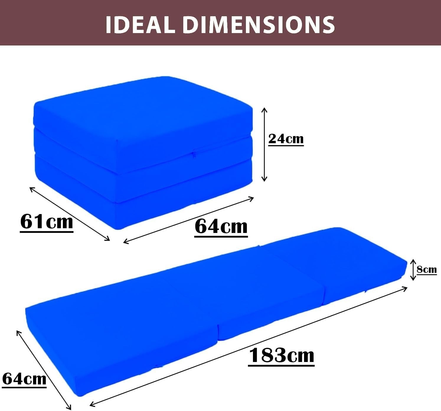 Foldable Foam Futon Mattress Bed Chair Convertible Portable Sleep Lounger Blue