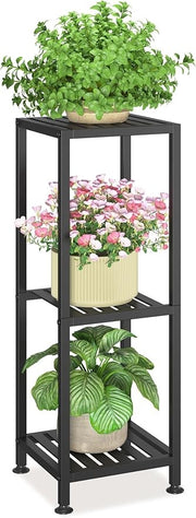 3 Tier Black Metal Plant Stand Indoor Outdoor Tall Flower Shelf Display Rack