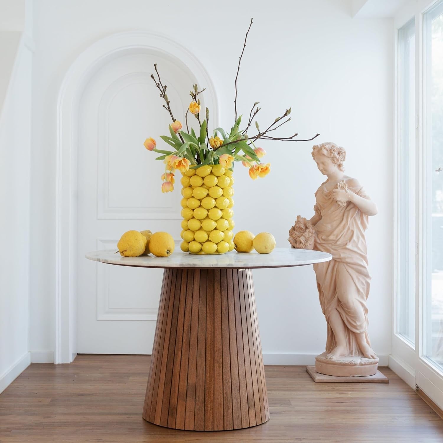 Large Yellow Lemon Ceramic Vase 43cm Modern Statement Table Home Decor