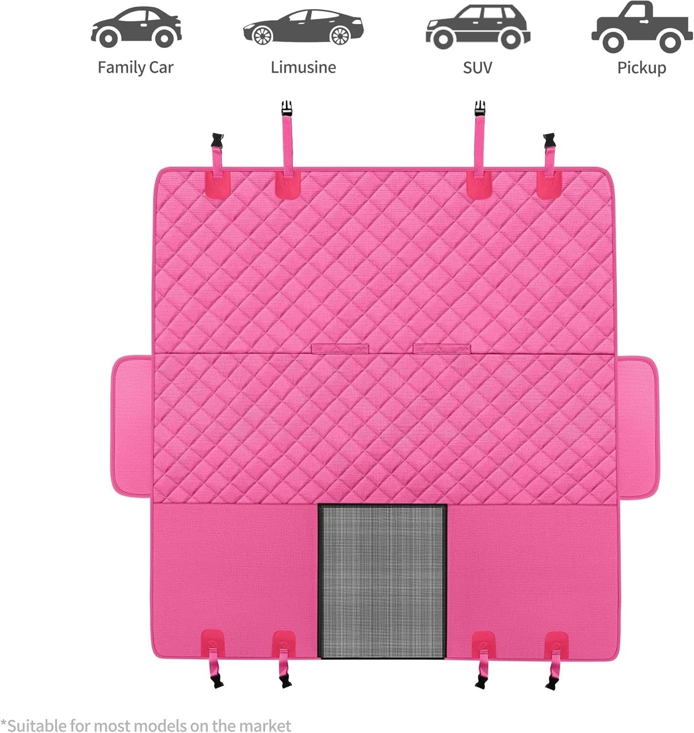 Pink Dog Car Seat Cover Hammock Waterproof Mesh Window Protector