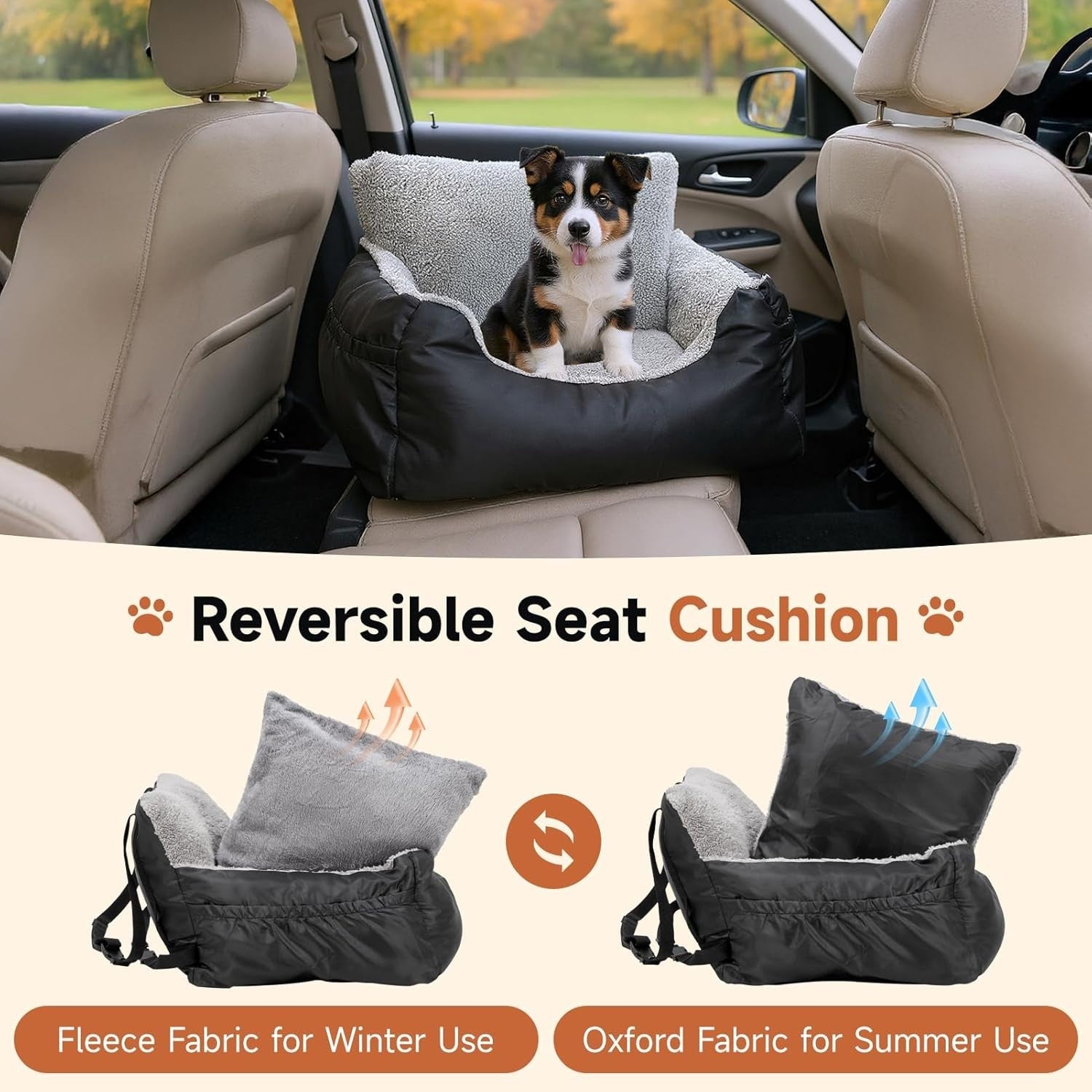 Dog Car Seat Booster Bed Waterproof Travel Carrier Washable Black