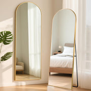 Full Length Arch Mirror 165x60cm Golden Frame Shatterproof Tempered Glass