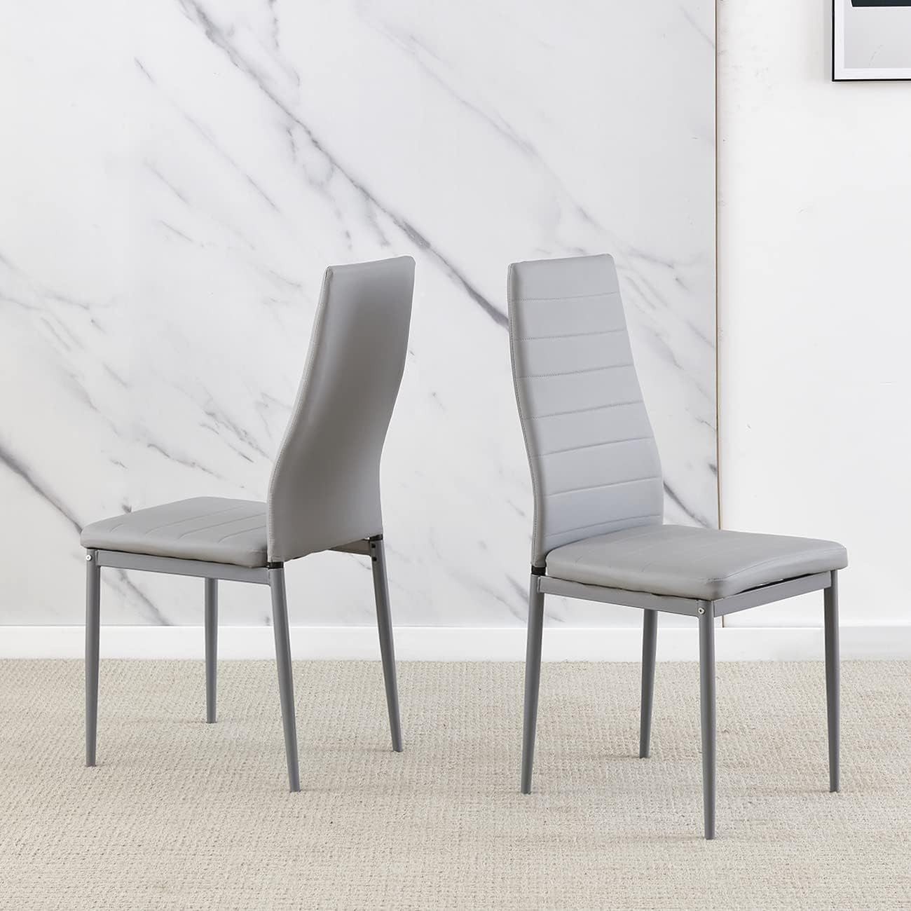 Compact Walnut Black Dining Table Set 110x70x76cm with 2 Faux Leather Chairs