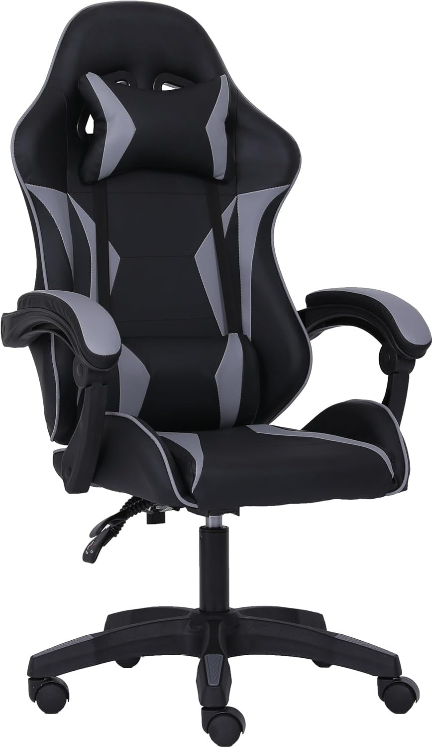 Ergonomic Gaming Chair w/ Lumbar Support Headrest Swivel Grey