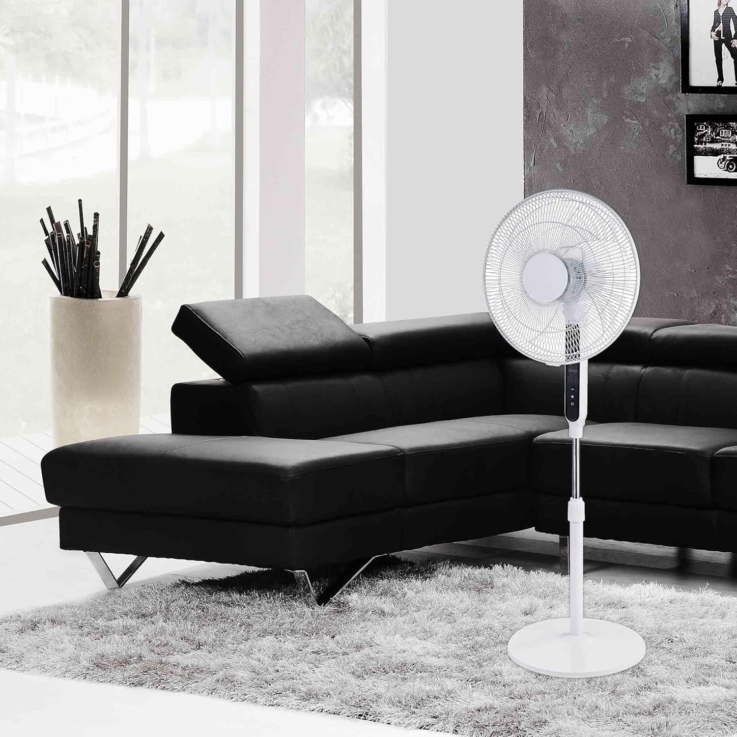 16" Pedestal Fan –Quiet 12-Speed DC Motor Remote Control Adjustable Standing Fan