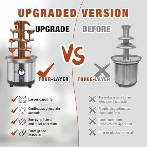 4 Tier Chocolate Fountain Stainless Steel Nacho Cheese Sauce Machine