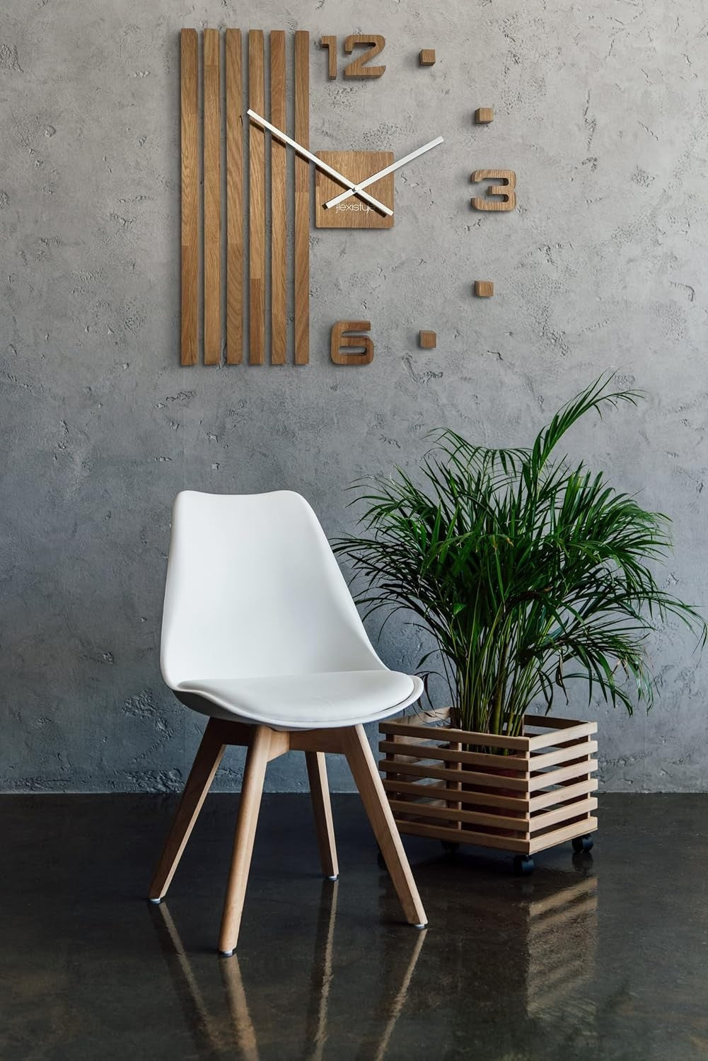 Modern 3D Wooden Wall Clock Large 60cm Silent Quartz Oak Slat Home Decor