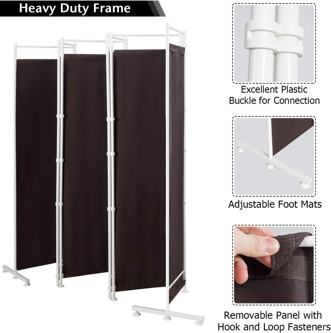 6 Panel Coffee Folding Room Divider Privacy Screen Freestanding Partition 180cm