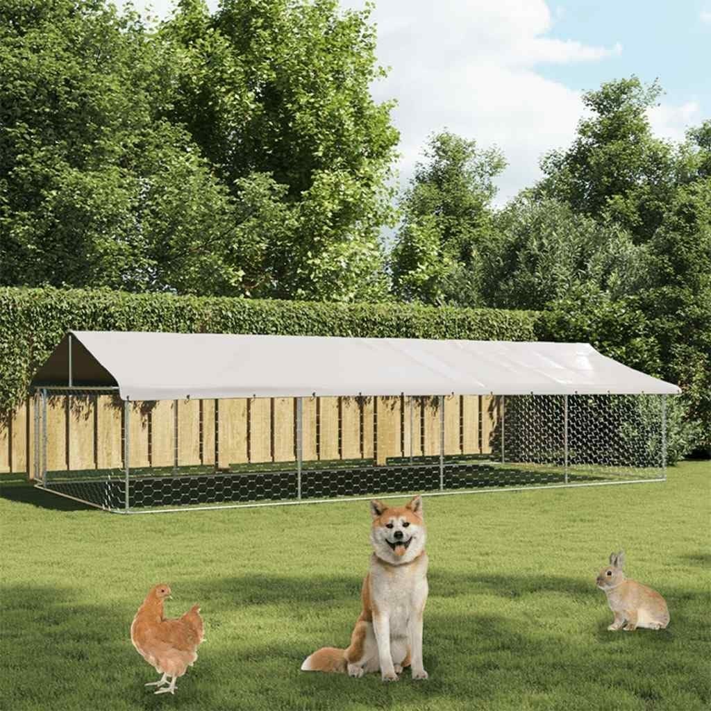 XL Outdoor Dog Kennel 600x300x150cm – Roof, Mesh Sides, Lockable Door, Steel