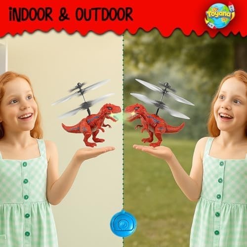 Toyana LED Flying Dinosaur Drone for Kids 6+ | Gesture Control RC Dragon Toy