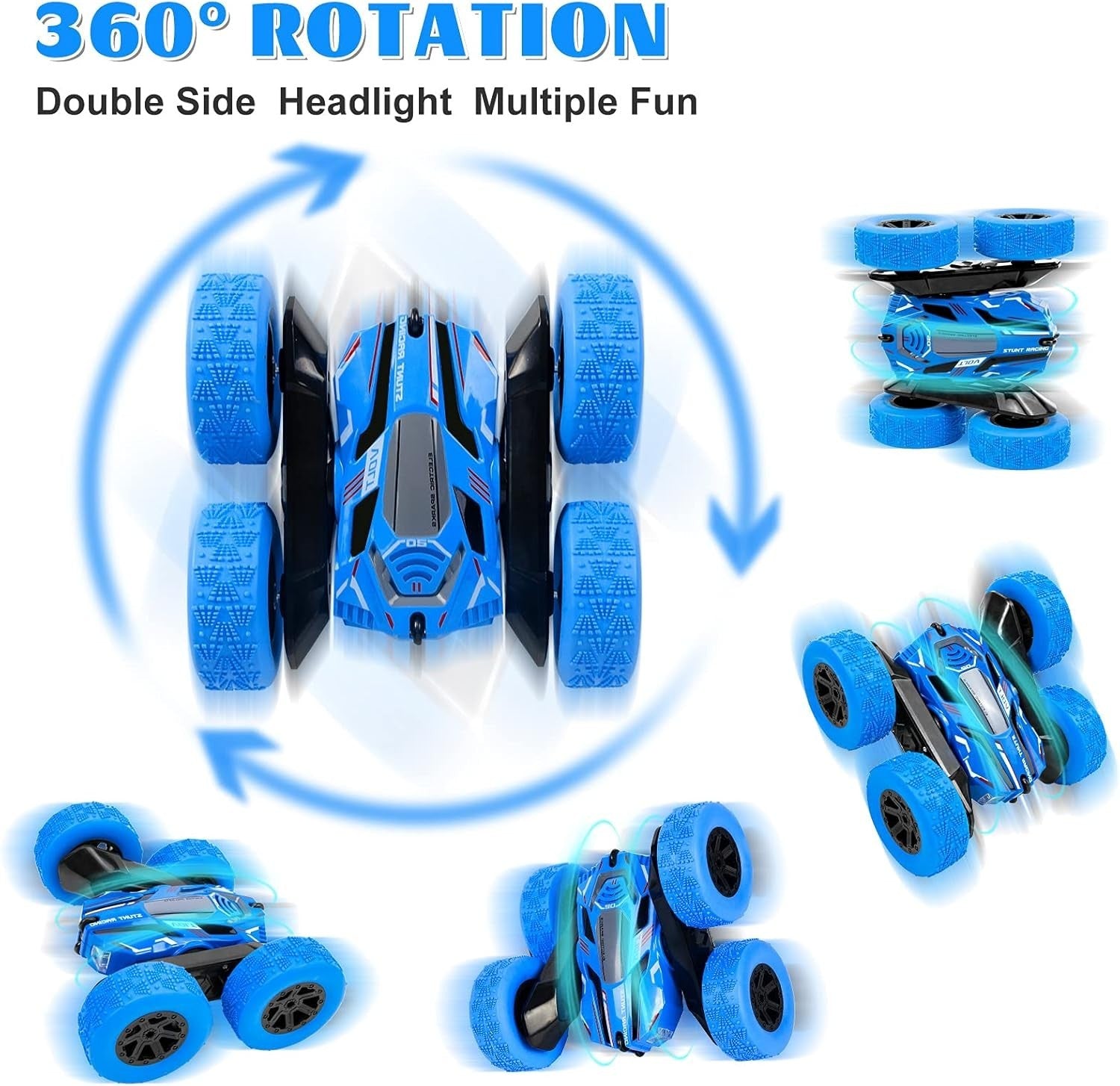 360° RC Stunt Car – Double-Sided Flip Remote Control Car, Blue