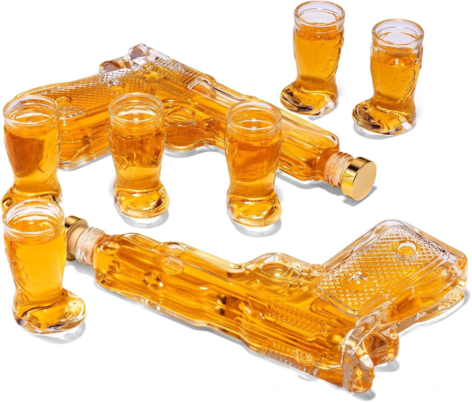 Whiskey Gun Decanter Set with Shot Glasses & Holster – Party Bar Gift