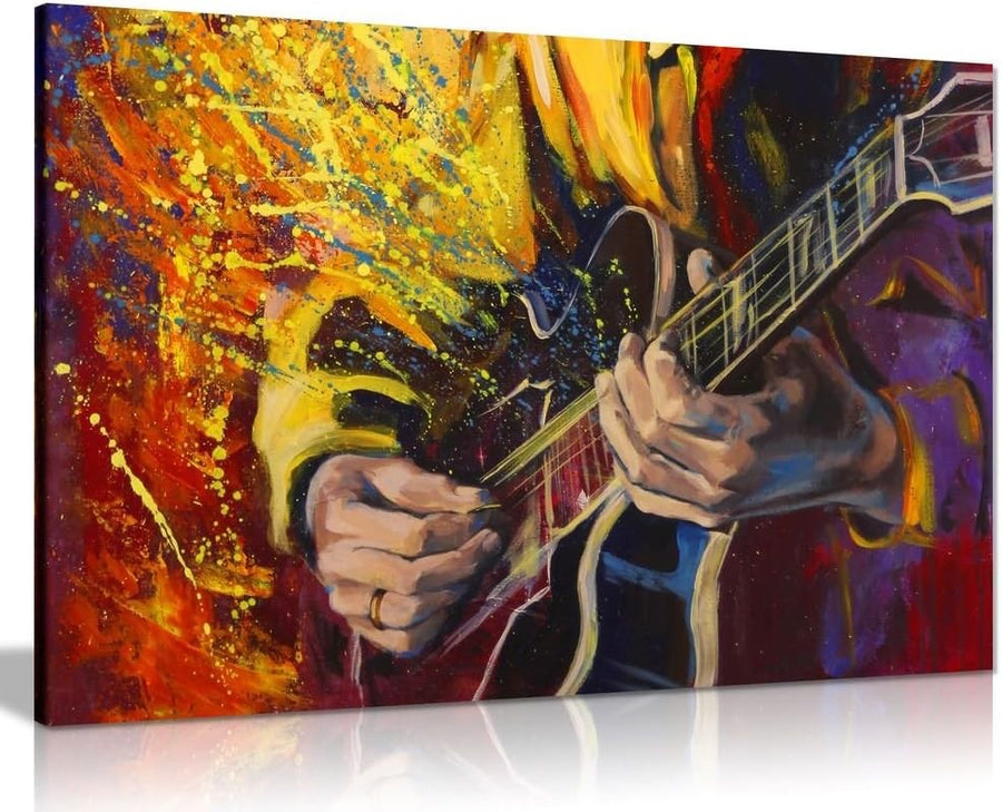 Guitar Music Canvas Wall Art 18"x12" Modern Musical Instrument Print