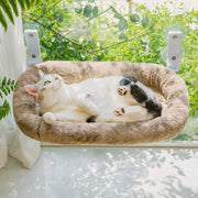 Plush Cat Window Hammock Foldable Perch Bed Large Sturdy 18kg Camel
