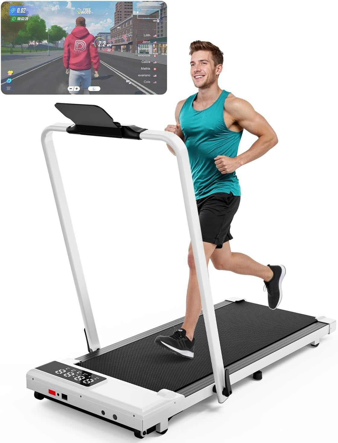 Under Desk Walking Pad Treadmill 6% Incline 2.5HP Home Office Fitness