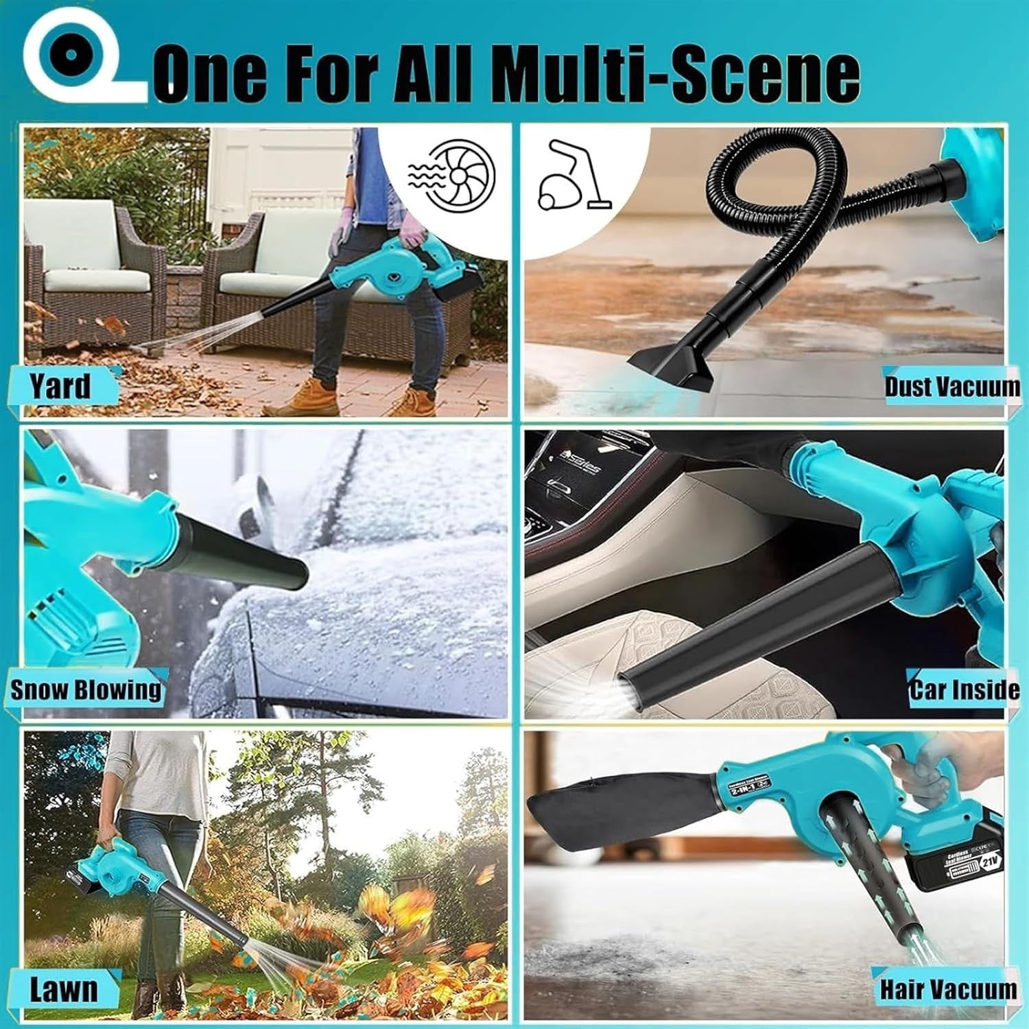 Cordless Air Blower Vacuum 2-in-1 1500W Electric Dust Cleaner Tool