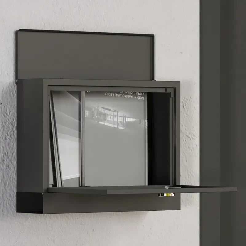 Wall Mounted Post Box with Lock – Modern Black Steel Mailbox