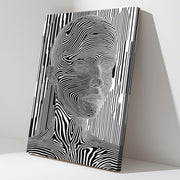 Abstract Optical Illusion Face Canvas 45x30cm Black White