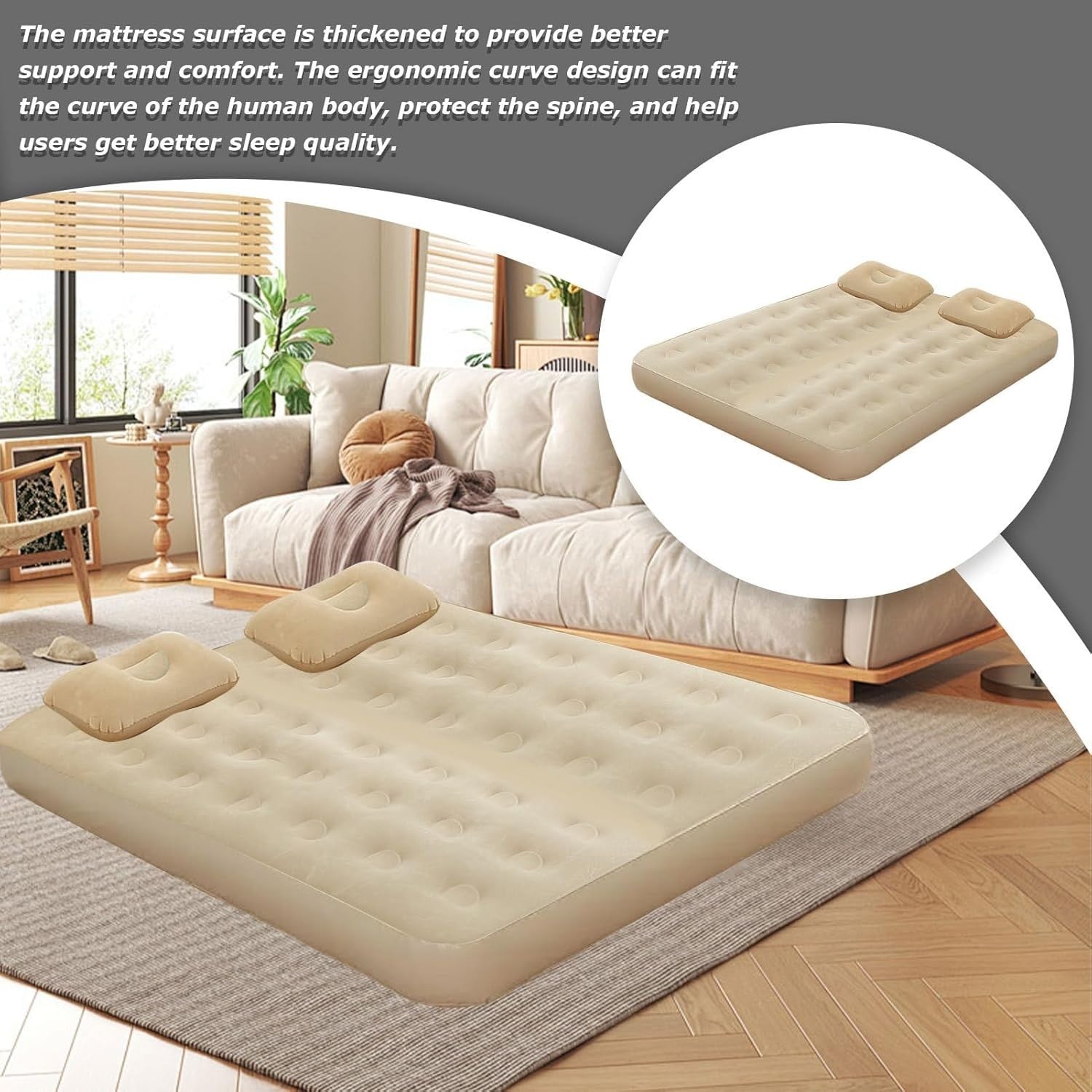 Twin Air Mattress with Built-in Pump | Inflatable Floor Bed for Living Room