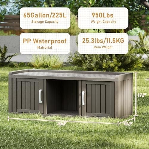 Waterproof Shoe Storage Cabinet Bench 2 Door Resin Unit with Shelves Grey