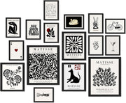 16pc Black White Wall Art Set Minimalist Gallery Prints 11x14