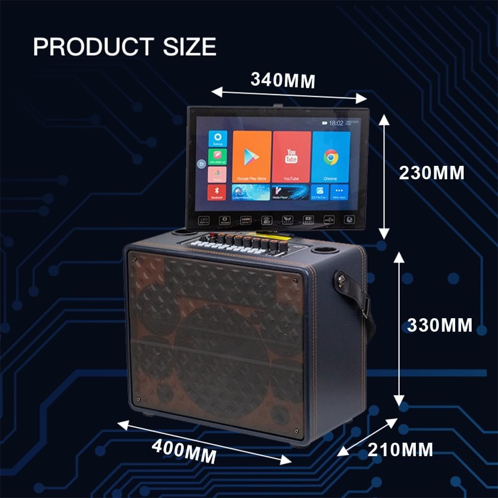 Portable Karaoke Machine 2 Wireless Mics Black Bluetooth TV