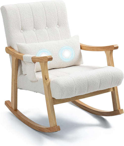 Massage Rocking Chair with Lumbar Support – High Back, Plush & Compact