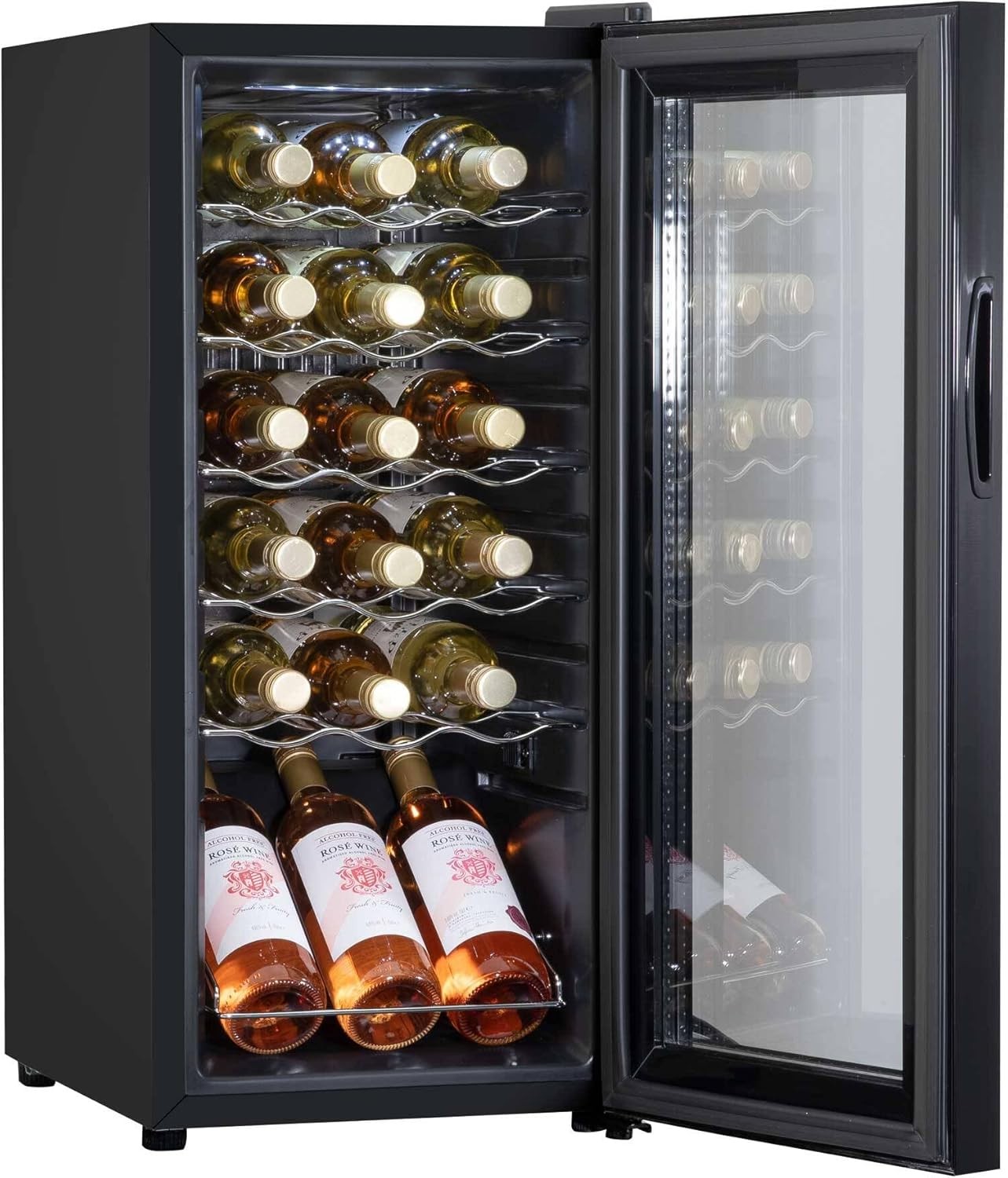 18 Bottle Wine Cooler Fridge Digital Touch Control LED Quiet Freestanding