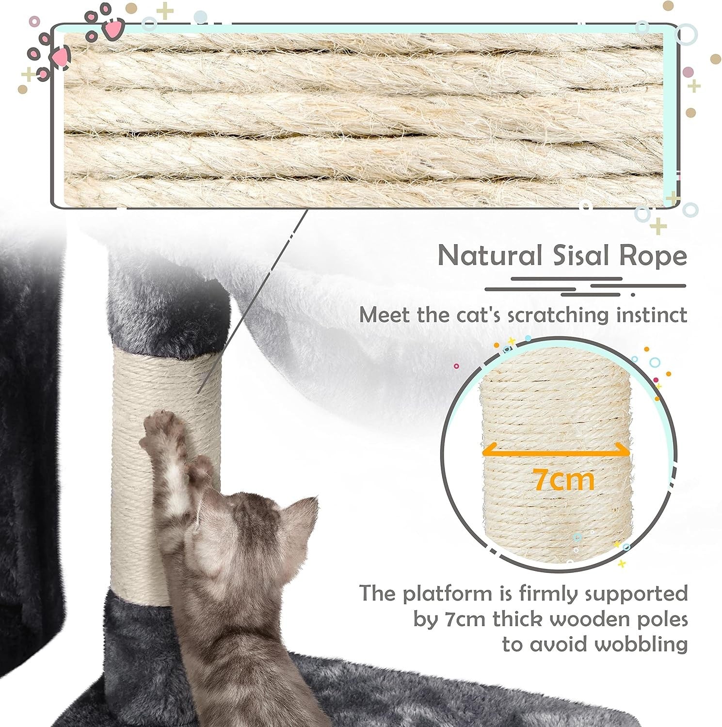 Cat Tree Tower 96cm With Large Perch Condo Scratching Posts Indoor Cats
